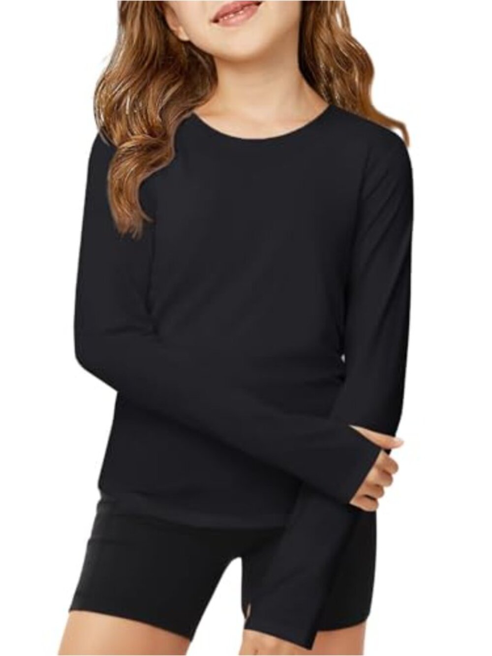 Girls Athletic Long Sleeve T-Shirt Quick Dry Thumb Hole Activewear
